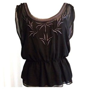 Ark & Co black sheer blouse with attached cami